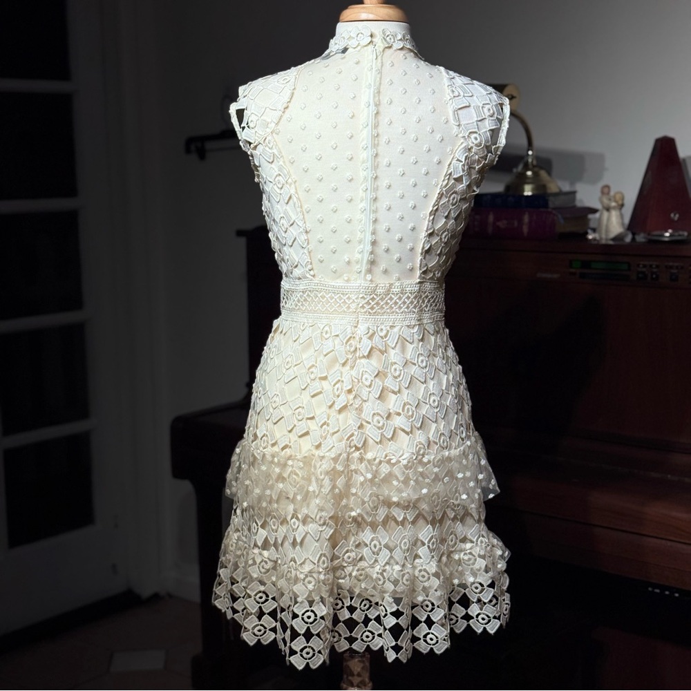 Romeo & Juliet Couture Cream Lace Mini Dress - Picture 2 of 12